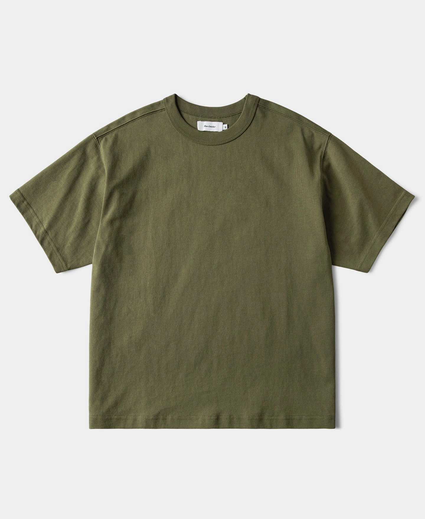 Simple and Chic 1900s Heavyweight Cotton Jersey Boxy T-Shirt - Olive