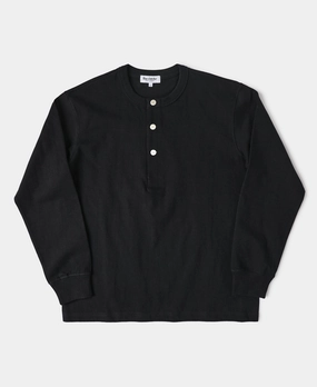 Trendy Vibes Wear Essential Comfort 1930s 10.5 oz Cotton Loopwheel Tubular Henley Shirt - Black