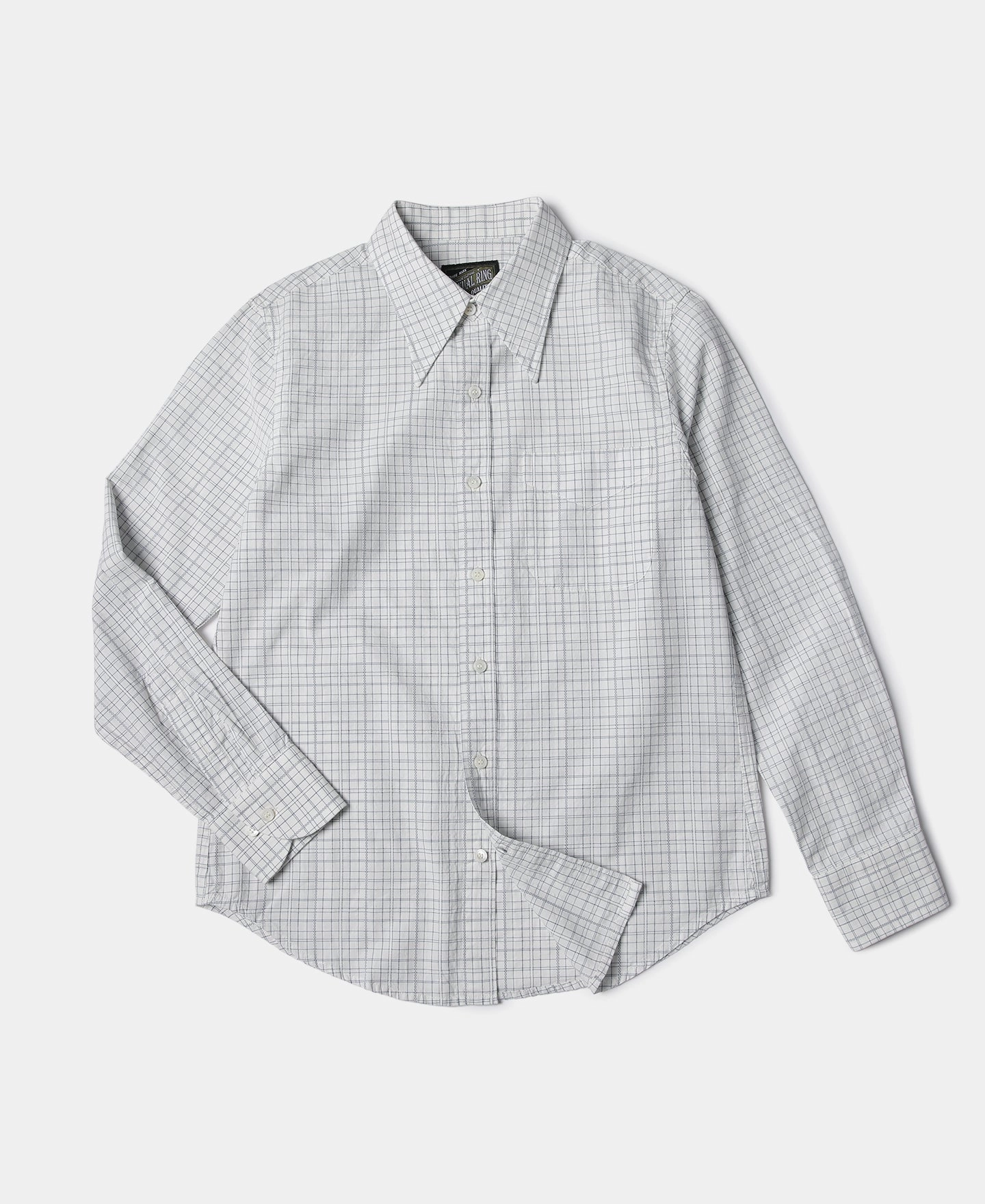 Fashion Layer 1930s Dobby Grid Check Spearpoint Collar Dress Shirt