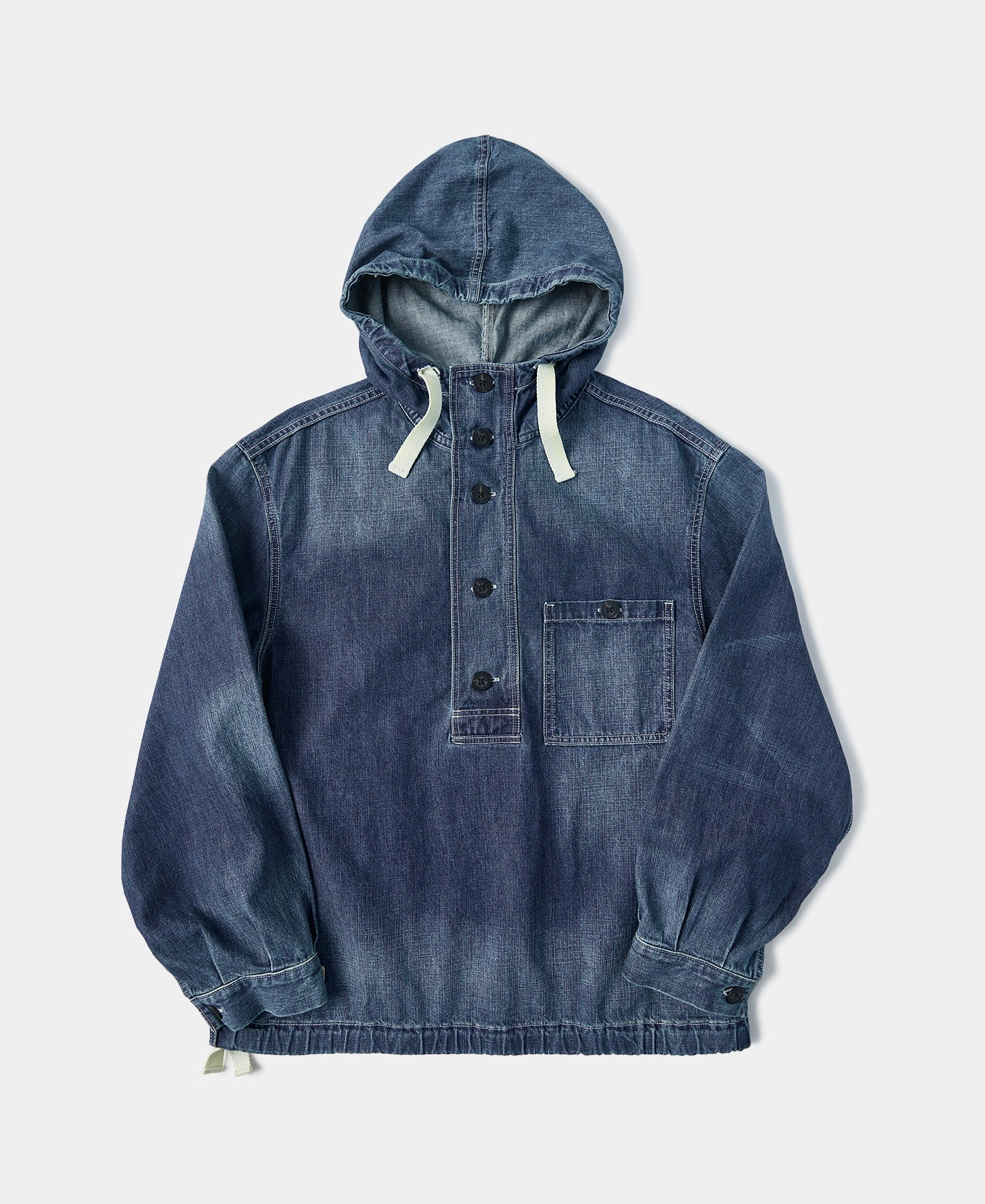 Hard Cover 1940s USN Denim Deck Smock - Washed Indigo