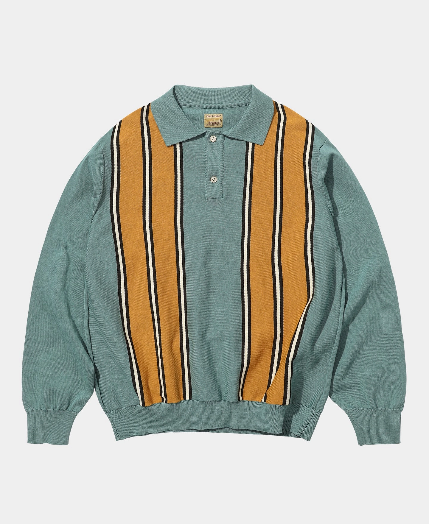 Sport Wear 1950s Contrast Stripe Long Sleeve Polo Shirt