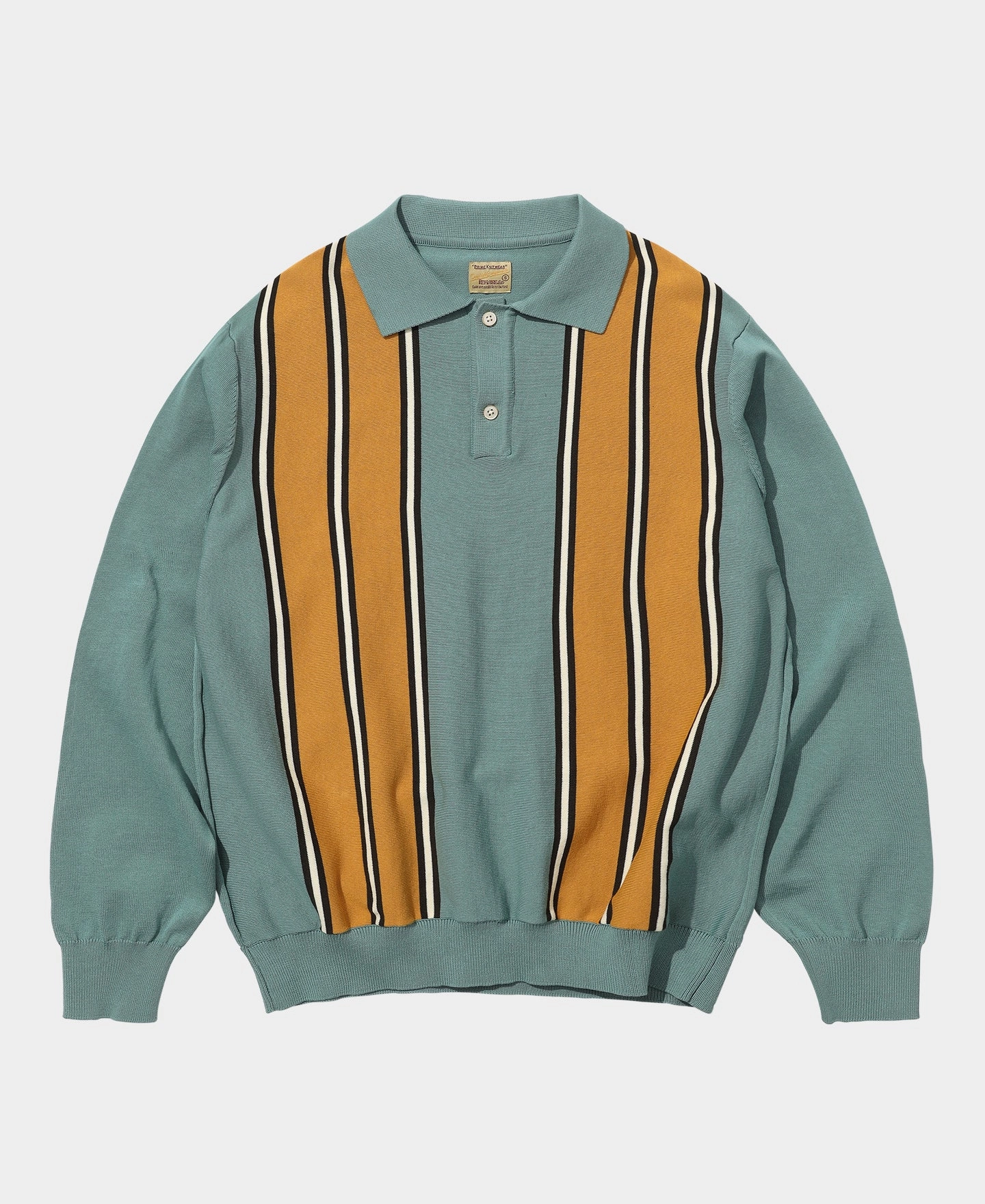 1950s Contrast Stripe Long Sleeve Polo Shirt AntiPillingTreatment Casual Flex Wear