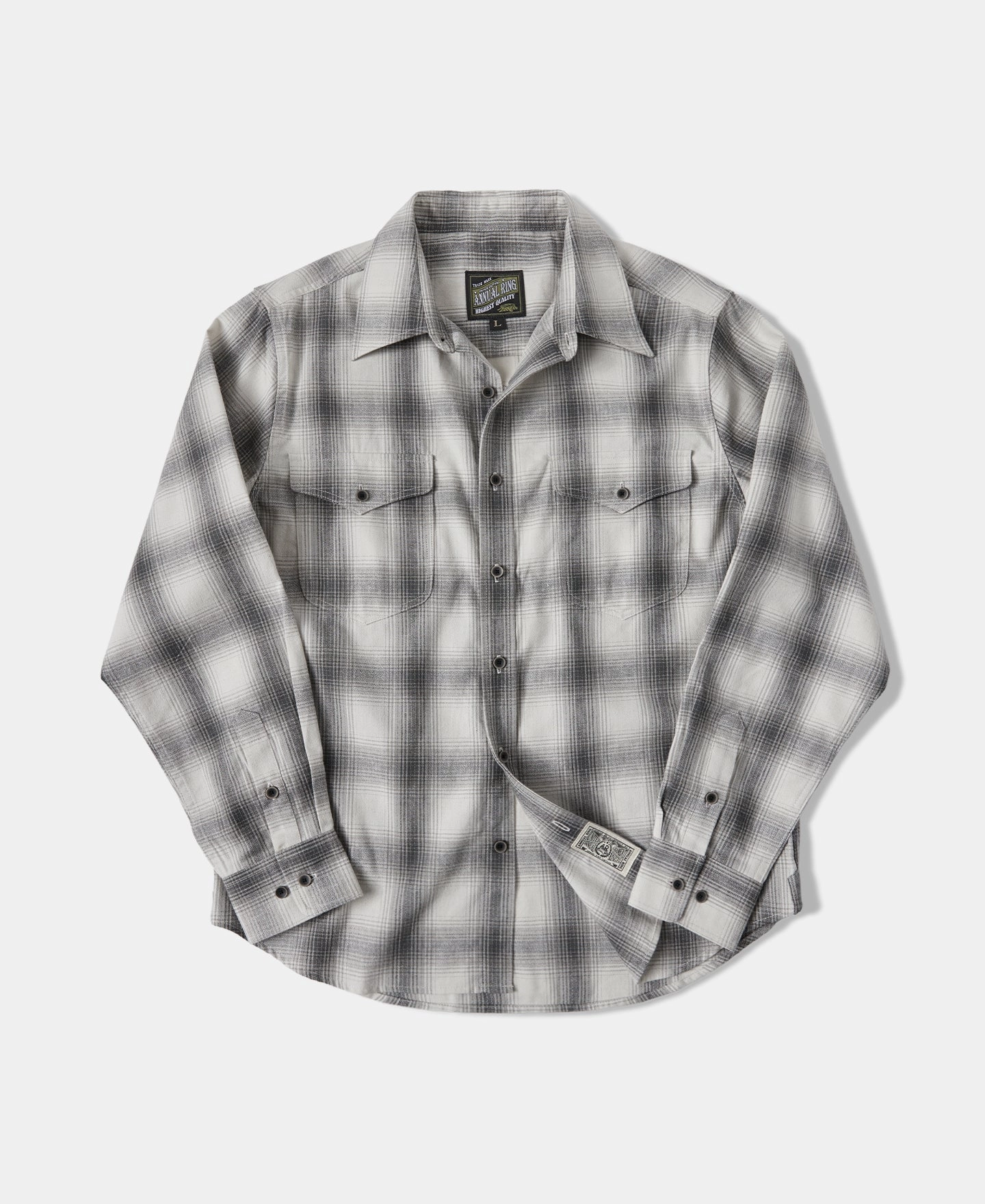 Flexible Material 1950s Western Shadow Plaid Workshirt - Gray