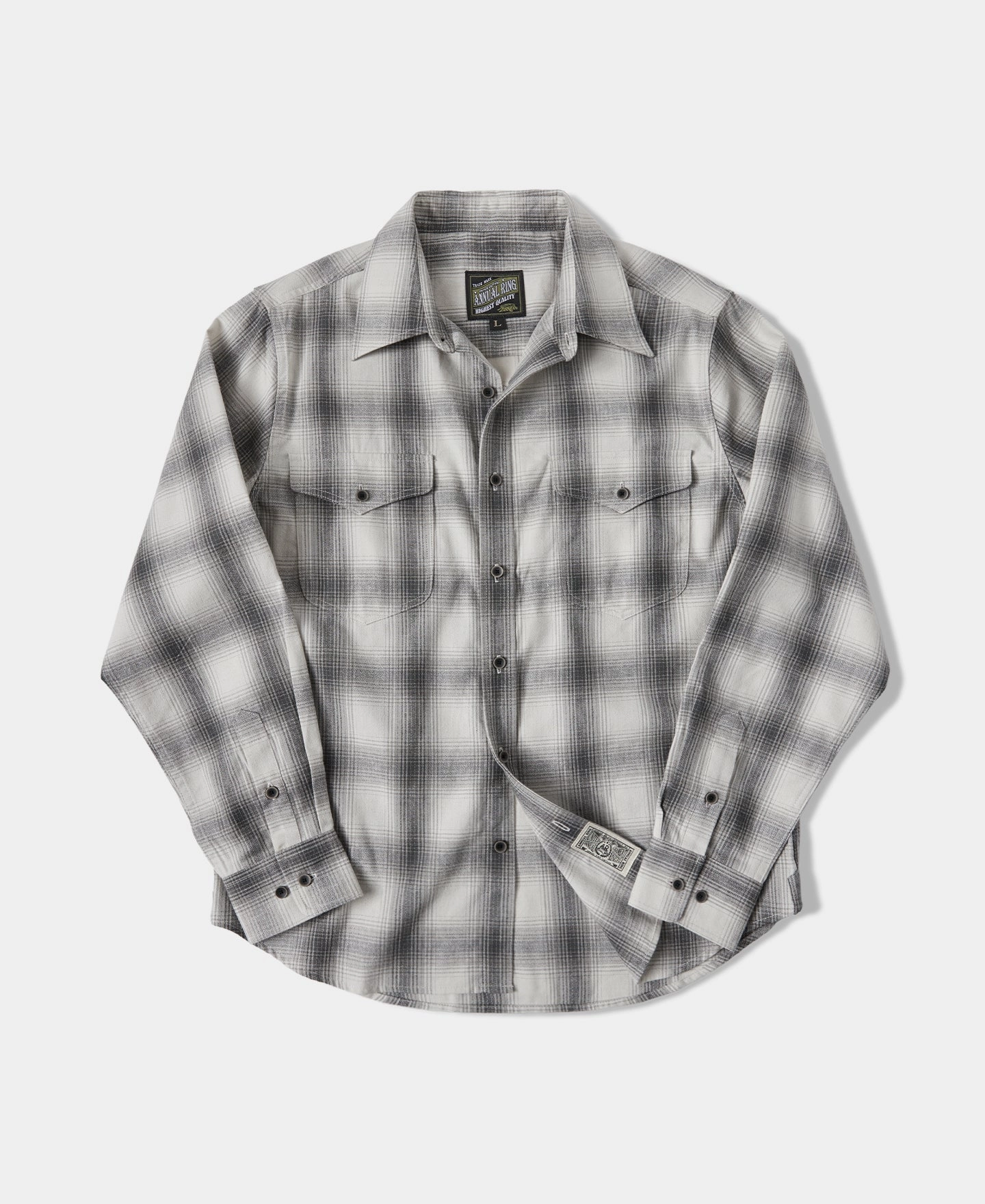 Distressed finish 1950s Western Shadow Plaid Workshirt - Gray