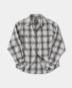 1950s Western Shadow Plaid Workshirt - Gray Daytime Look