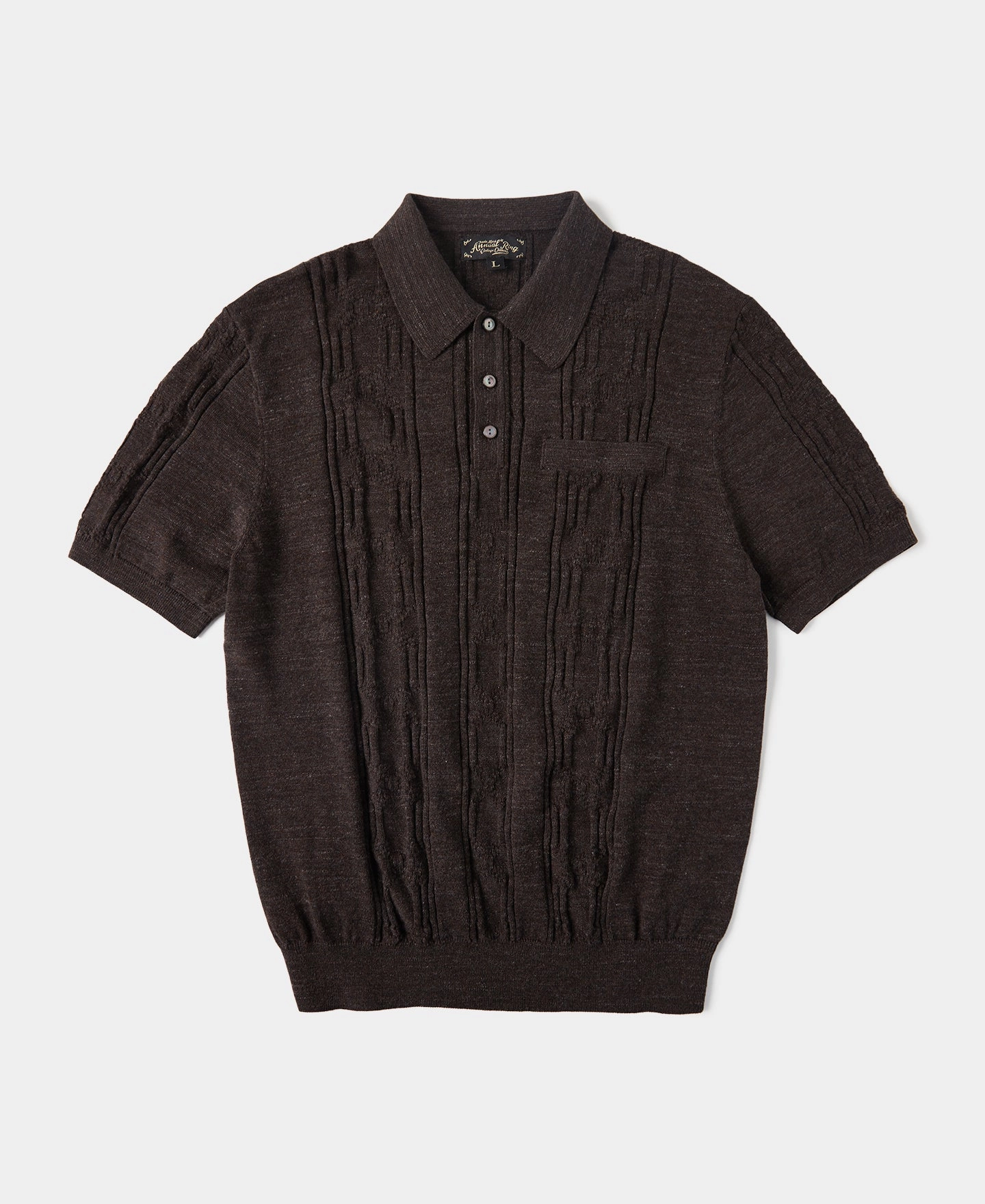 Award-winning Light Style Trend 1960s Jacquard Slub Cotton Polo Shirt - Coffee