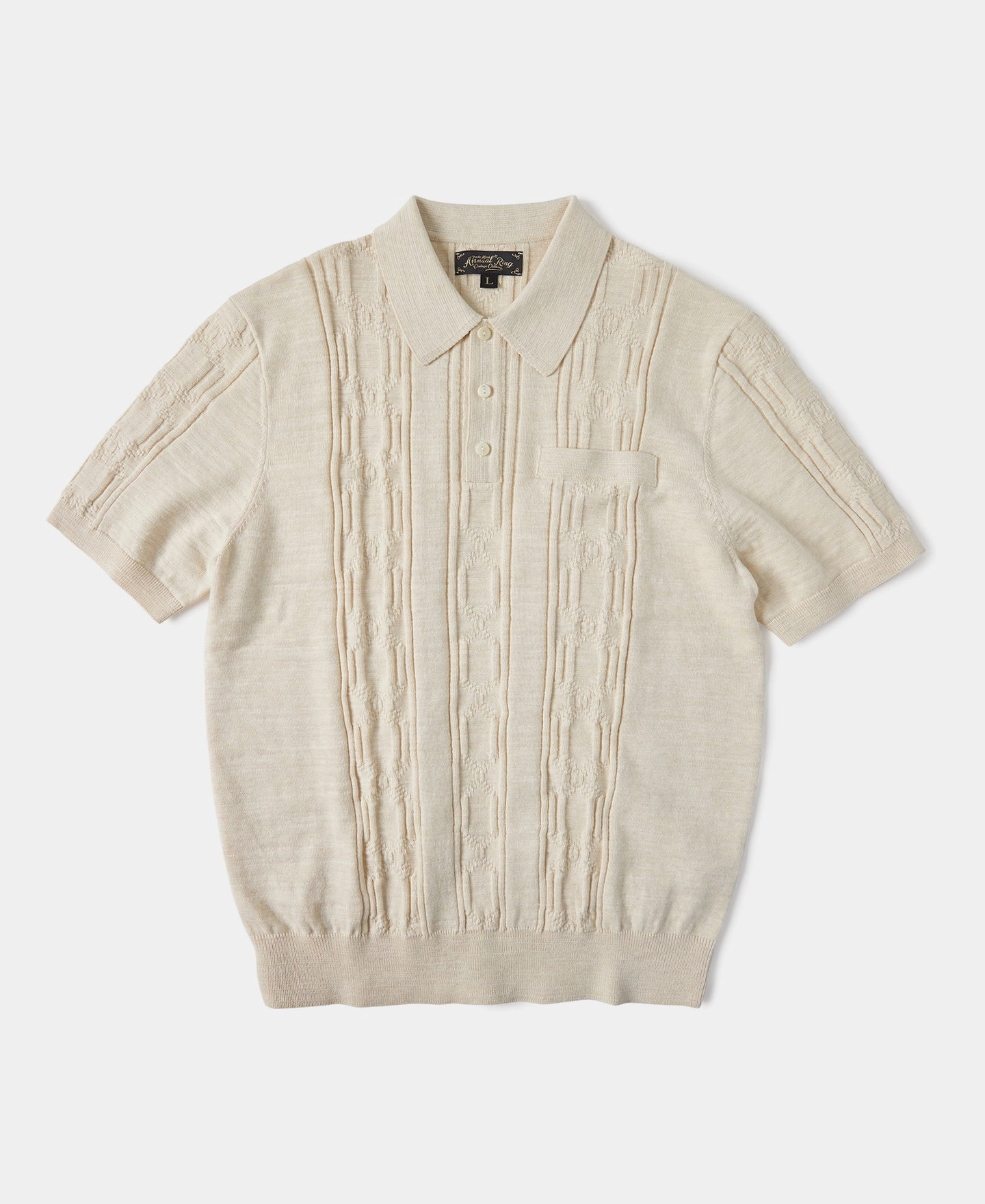 Perfect Style 1960s Jacquard Slub Cotton Polo Shirt - Cream