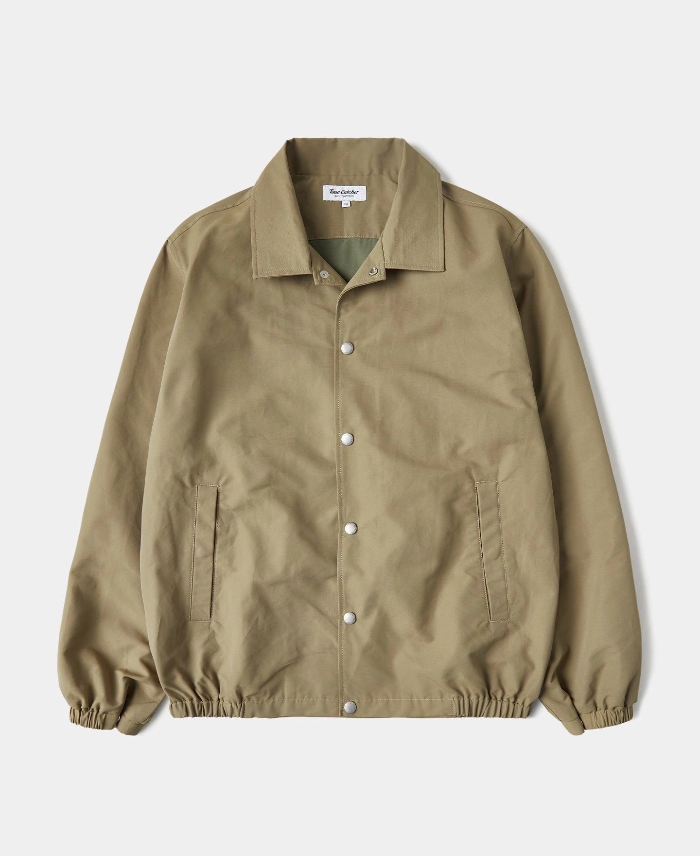 60/40 Water-Repellent Coach Jacket - Khaki Multipurpose Layering Low Profile Collar