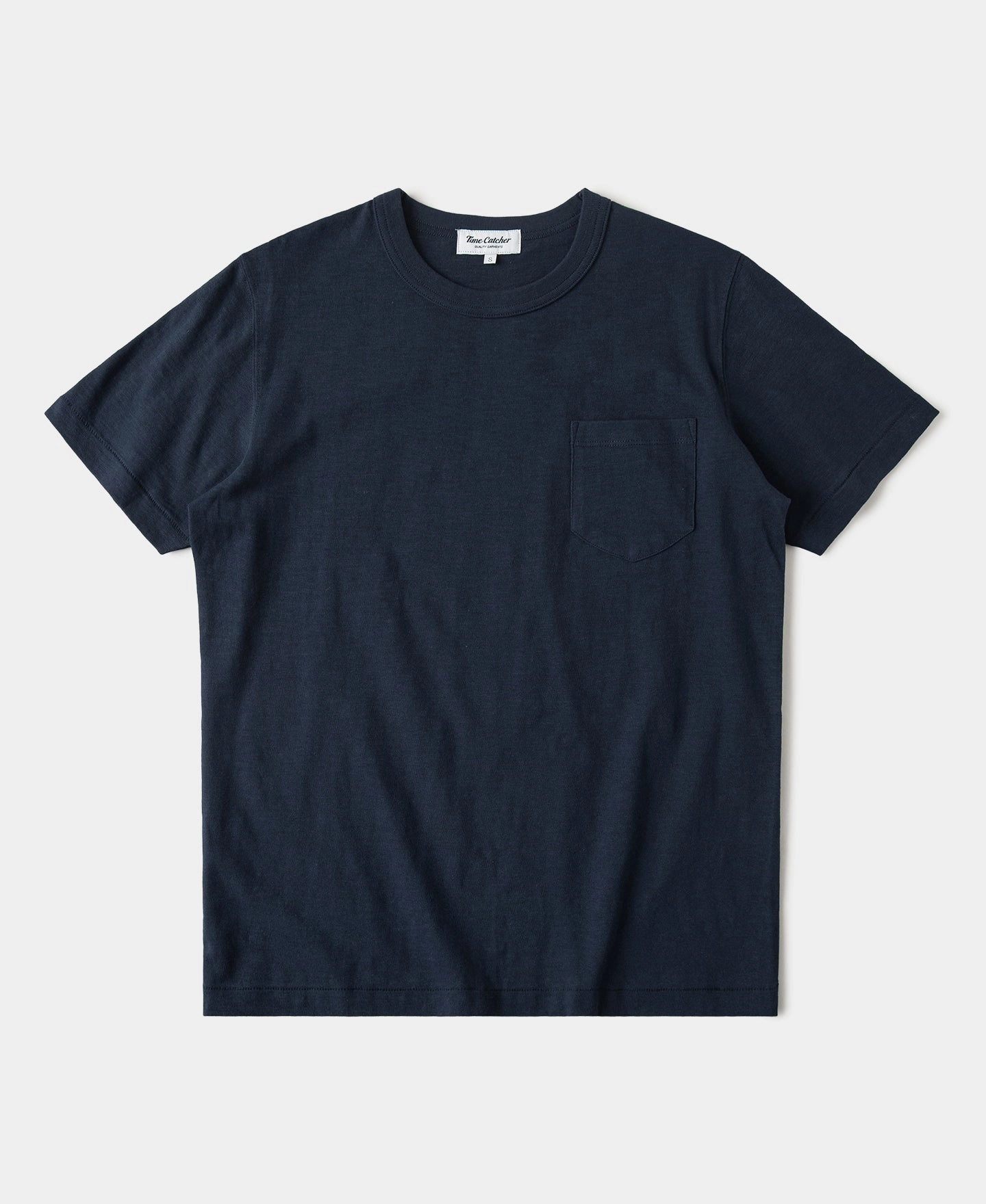 7.4 oz Slub Cotton Loopwheel Tubular Pocket T-Shirt - Navy Geometric Print Active Trend