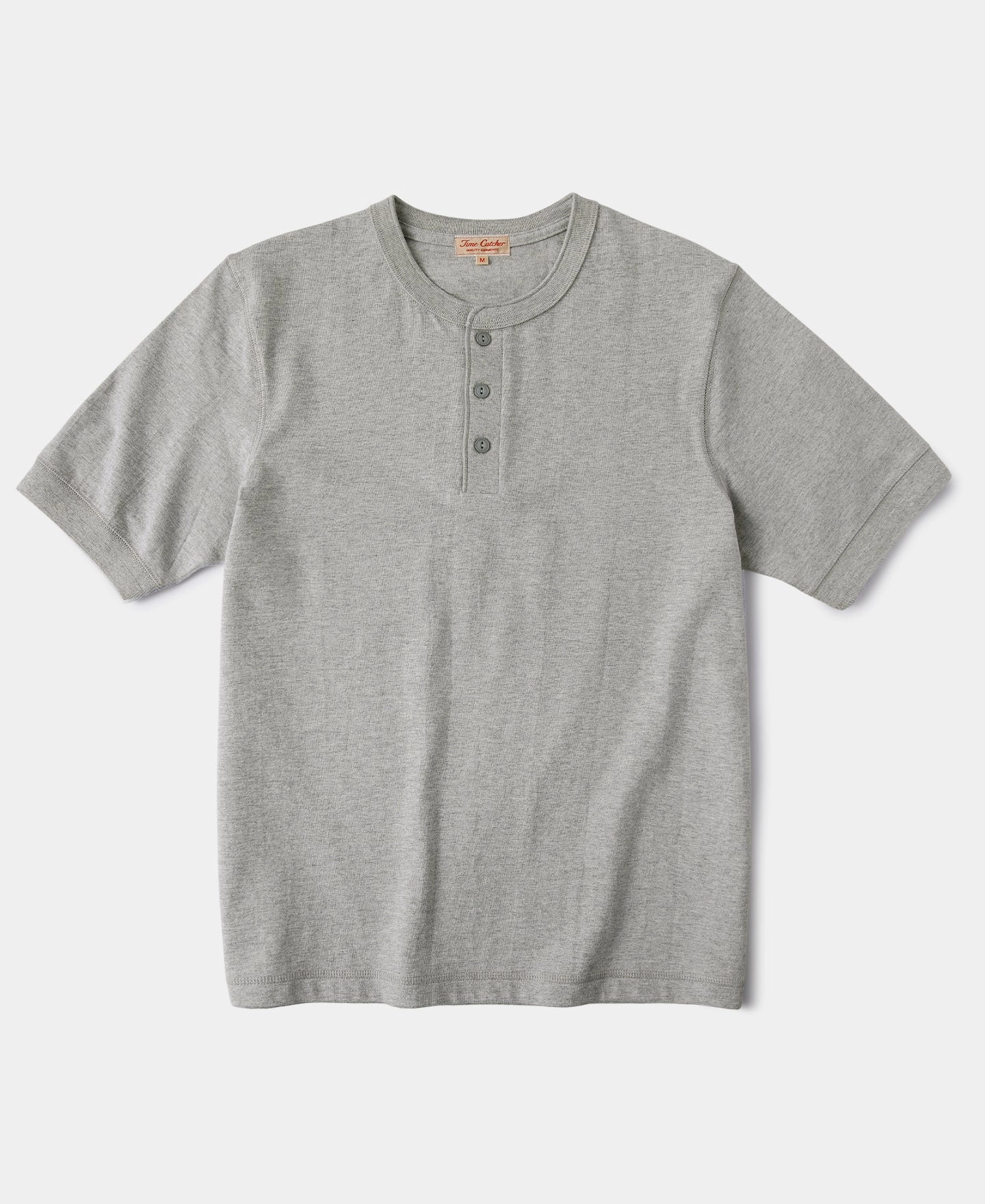 9.3 oz Cotton Tubular Henley T-Shirt - Gray Sustainable Dye Process