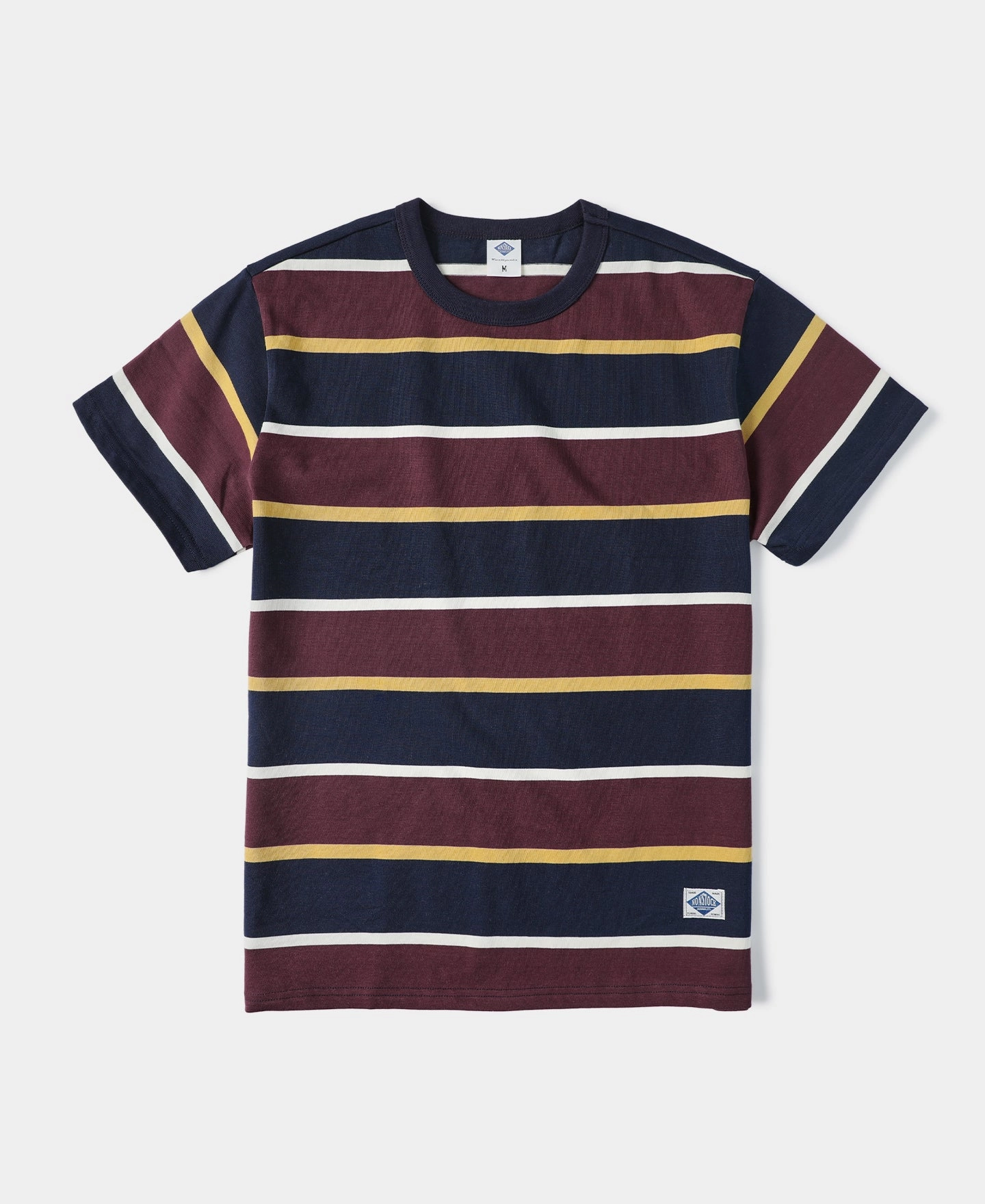 Active Essentials 9.8 oz IVY Style Striped T-Shirt - Burgundy Red/Navy