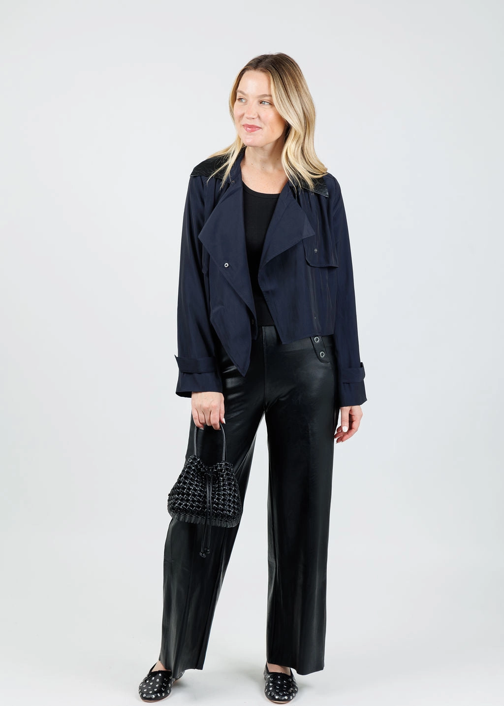 Jessie Vegan Collar Satin Jacket - Nightwatch Fur Trim Comfort Fit Design