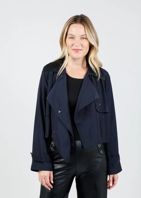 Jessie Vegan Collar Satin Jacket - Nightwatch Clean Outer Flexible Shoulder Design