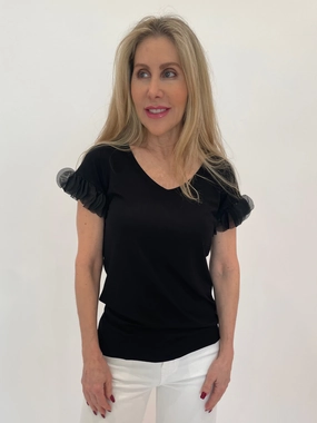 Acapulco Ruffle Top - Black Neutral Shade Timeless Fit