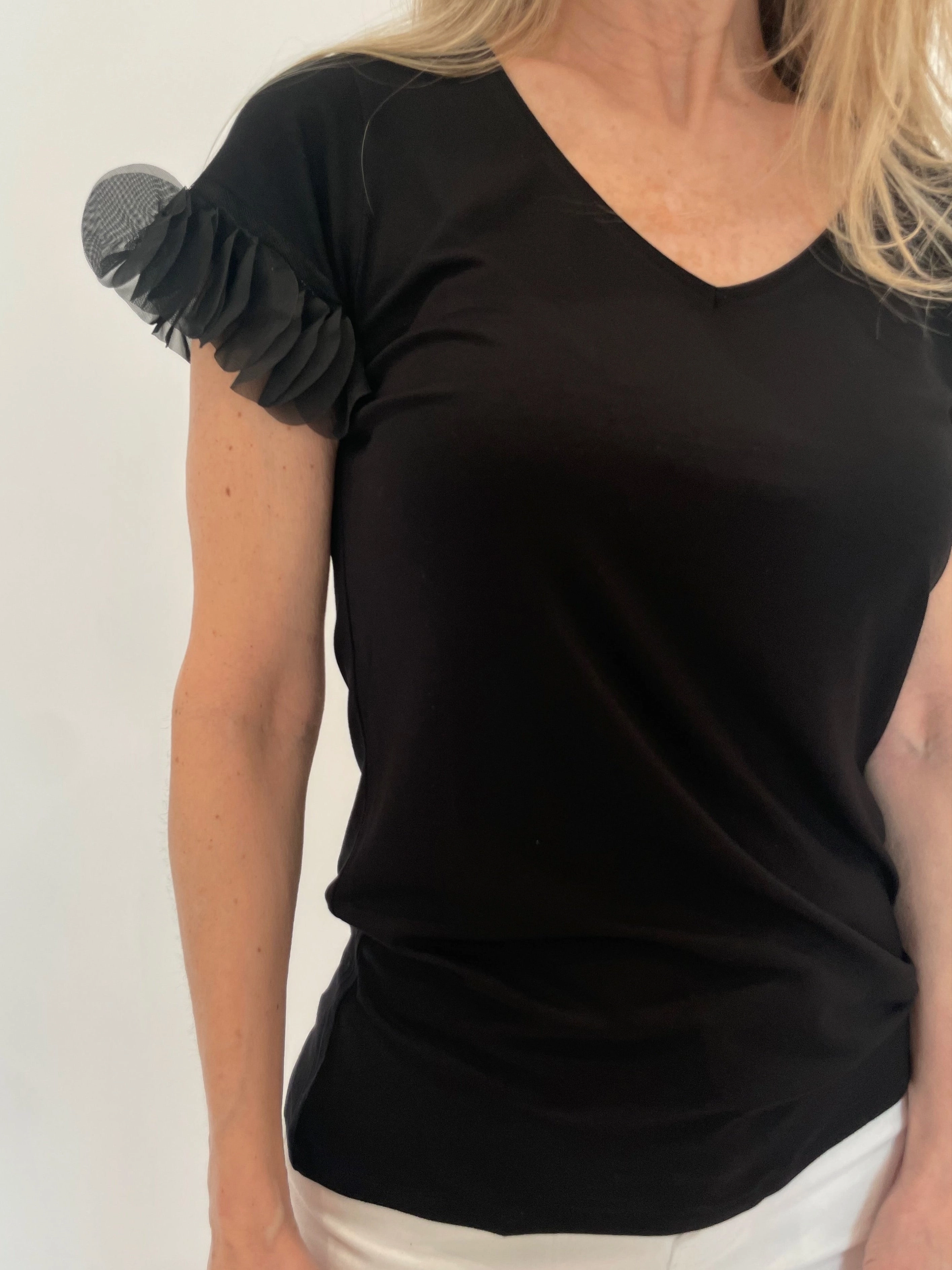 Seamless construction Wedding guest Acapulco Ruffle Top - Black