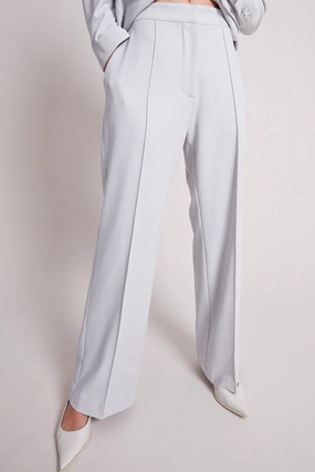Preston Pin Tuck Pants With Slant Pockets - Light Grey Sleek Appearance