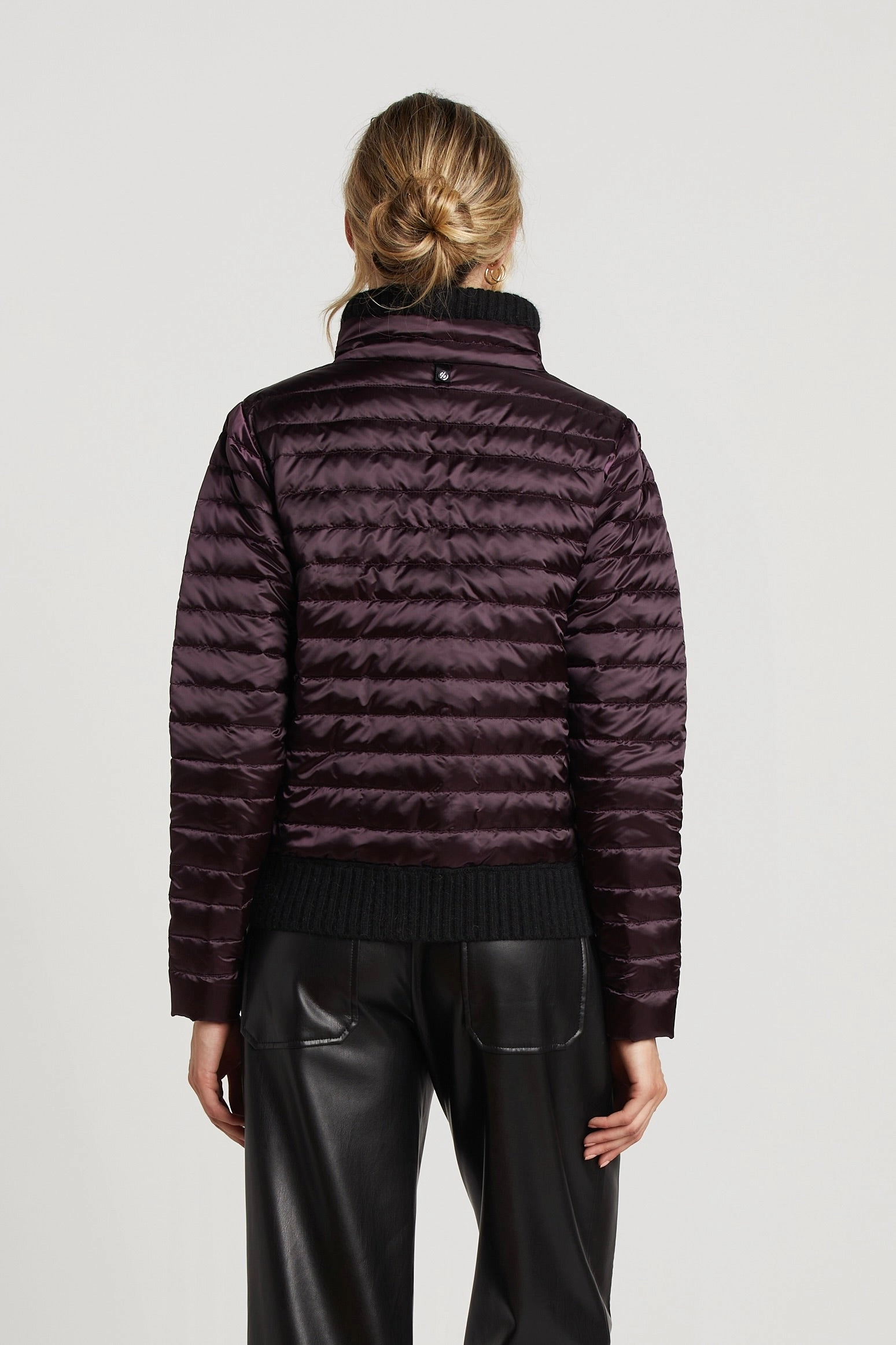 ReflectiveTrimDetails Eco Friendly Textile Lulu Lightweight Quilted Down Jacket With Knit Trim Details - Mulberry
