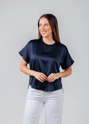 Modern Look Addy Short Sleeve Knit Back T- Shirt - Midnight
