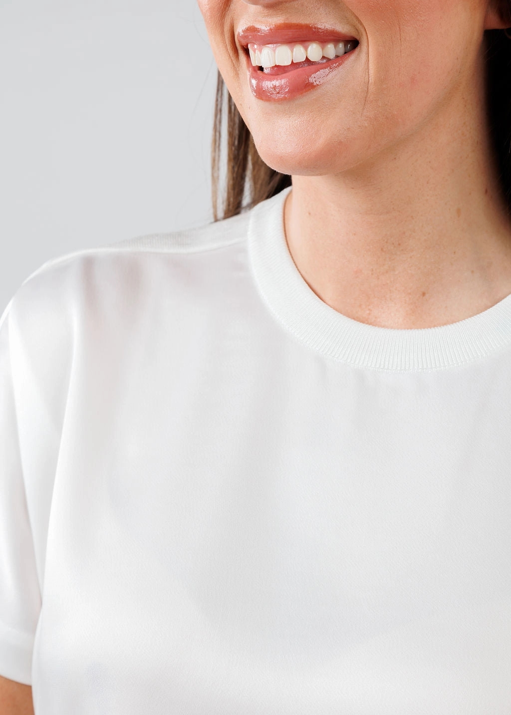 Addy Short Sleeve Knit Back T- Shirt - White Customizable Design