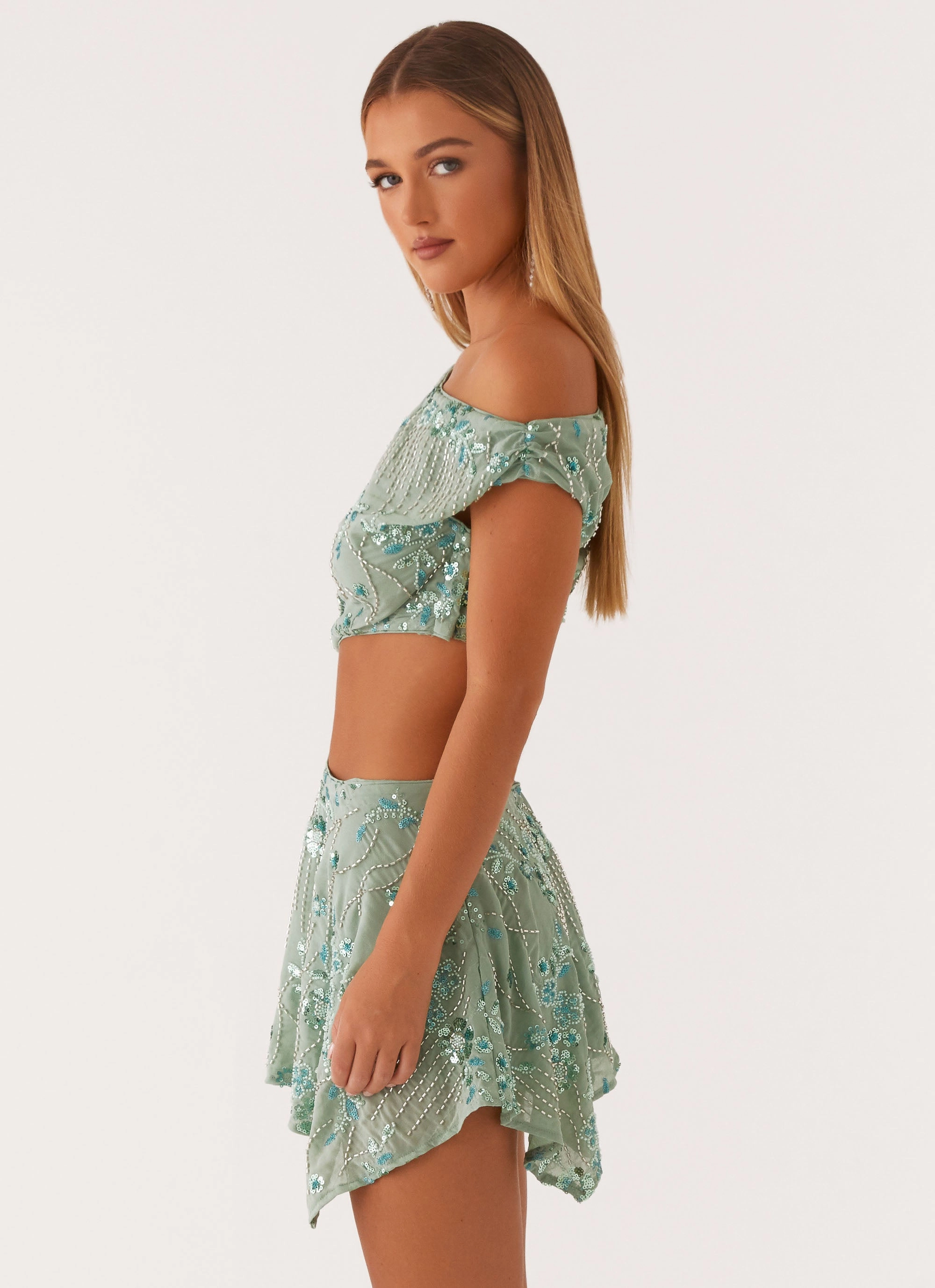 Fashion Option Aletta Sequin Mini Dress - Mint