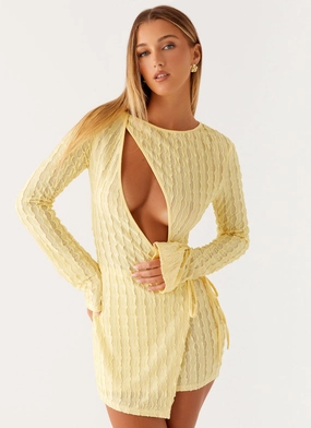 Alfie Mini Dress - Pastel Yellow Resort-Wear