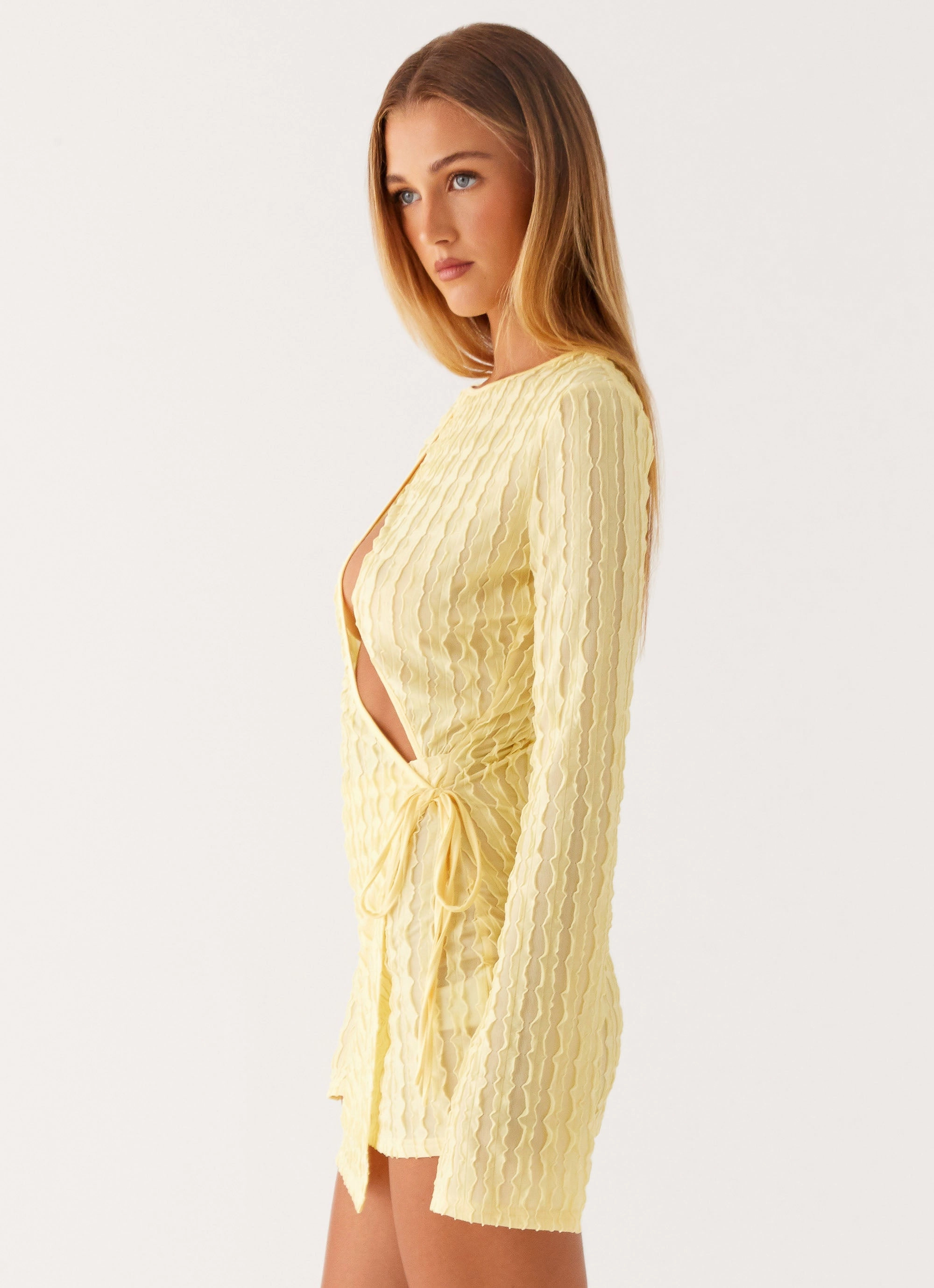Alfie Mini Dress - Pastel Yellow Relax Mode Matte Look