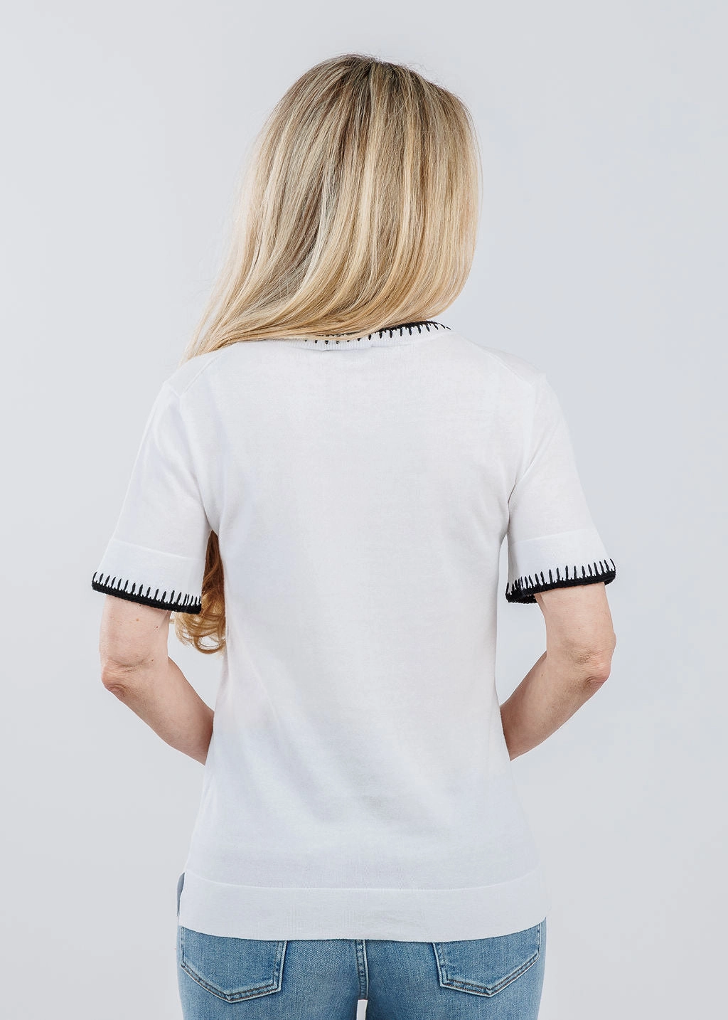 networking event Ali Whipstitch Tee - White/Black