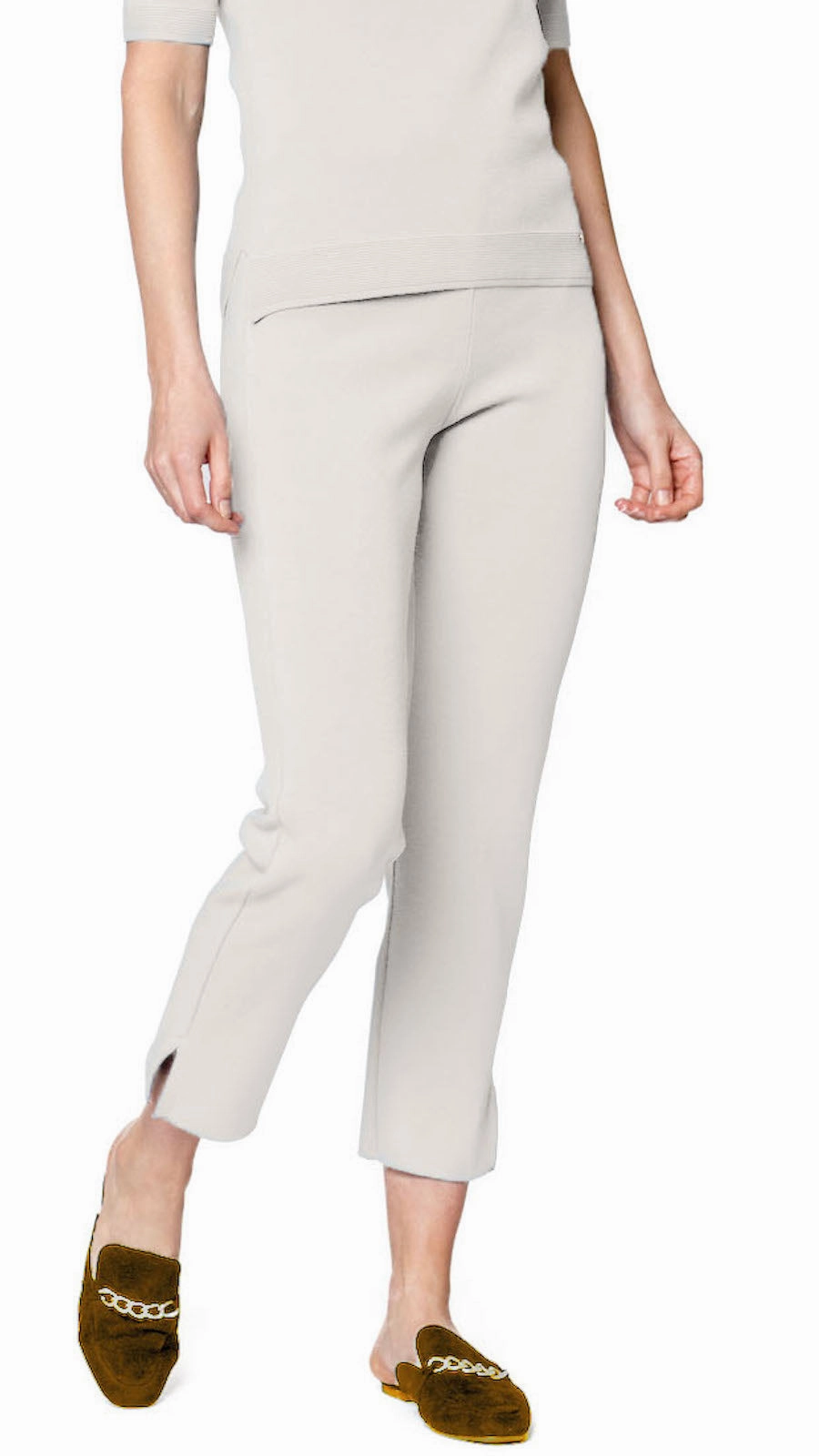 Alice Milano-Knit Slim Leg Pants - Beige Flattering Fit Wear