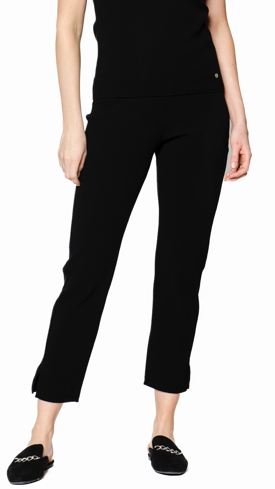 Timeless Comfort Wear Alice Milano-Knit Slim Leg Pants - Black