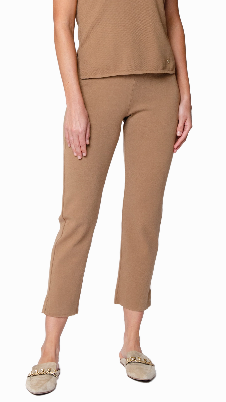 Alice Milano-Knit Slim Leg Pants - Mocha Relaxed Wear Stay Comfortable