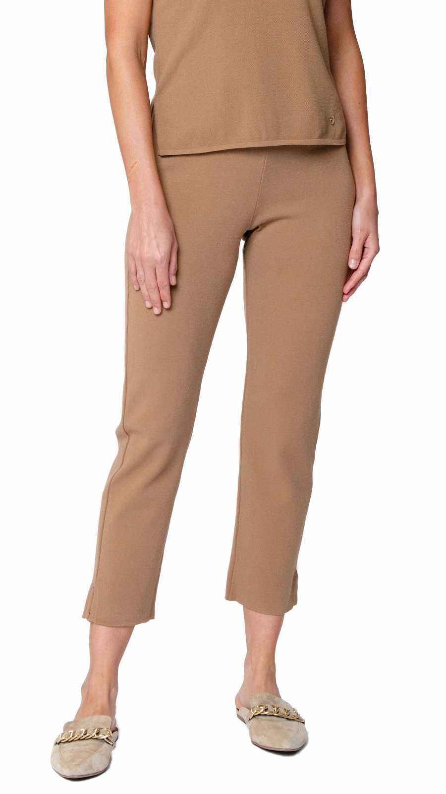 Alice Milano-Knit Slim Leg Pants - Mocha Core Essential Minimal Waistband
