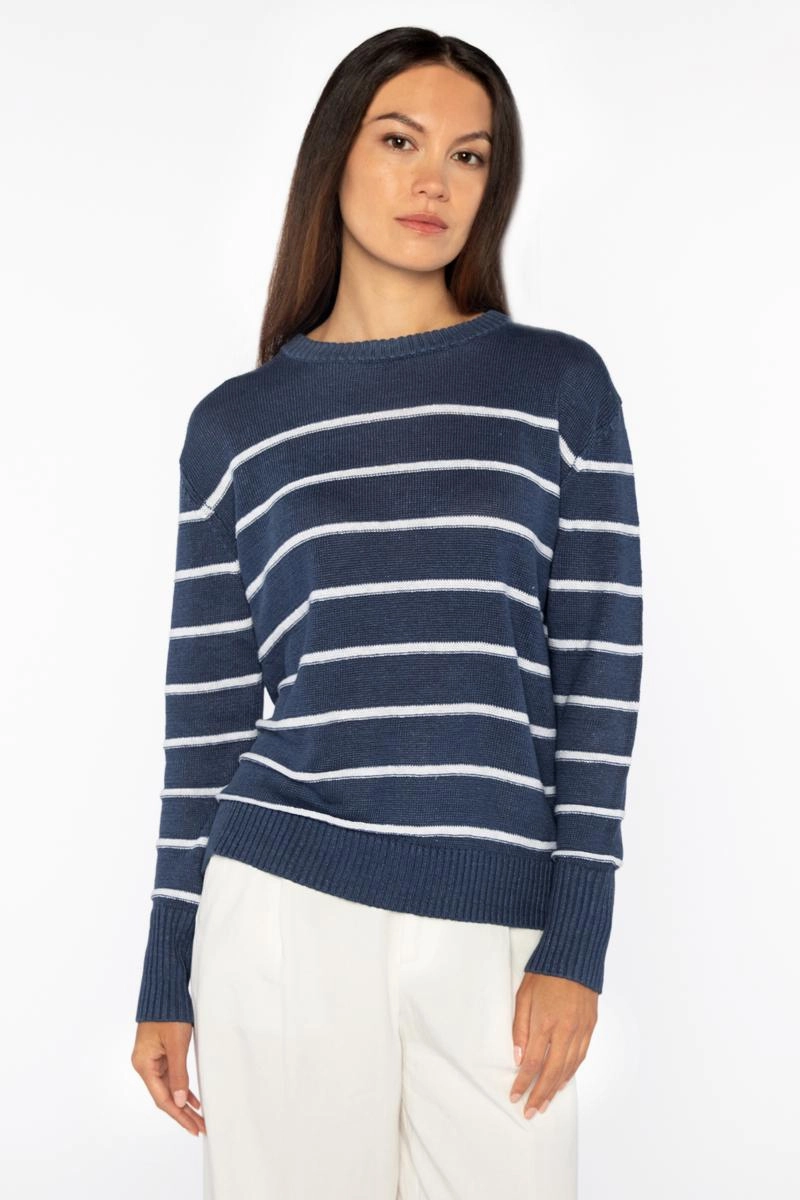 Cozy Everyday Crop Stripe Crew