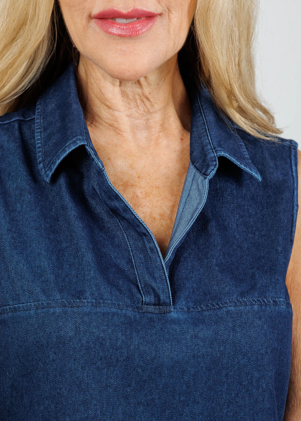 Abstract print Jane Sleeveless Knit Denim Foundation Layer - Dark Wash