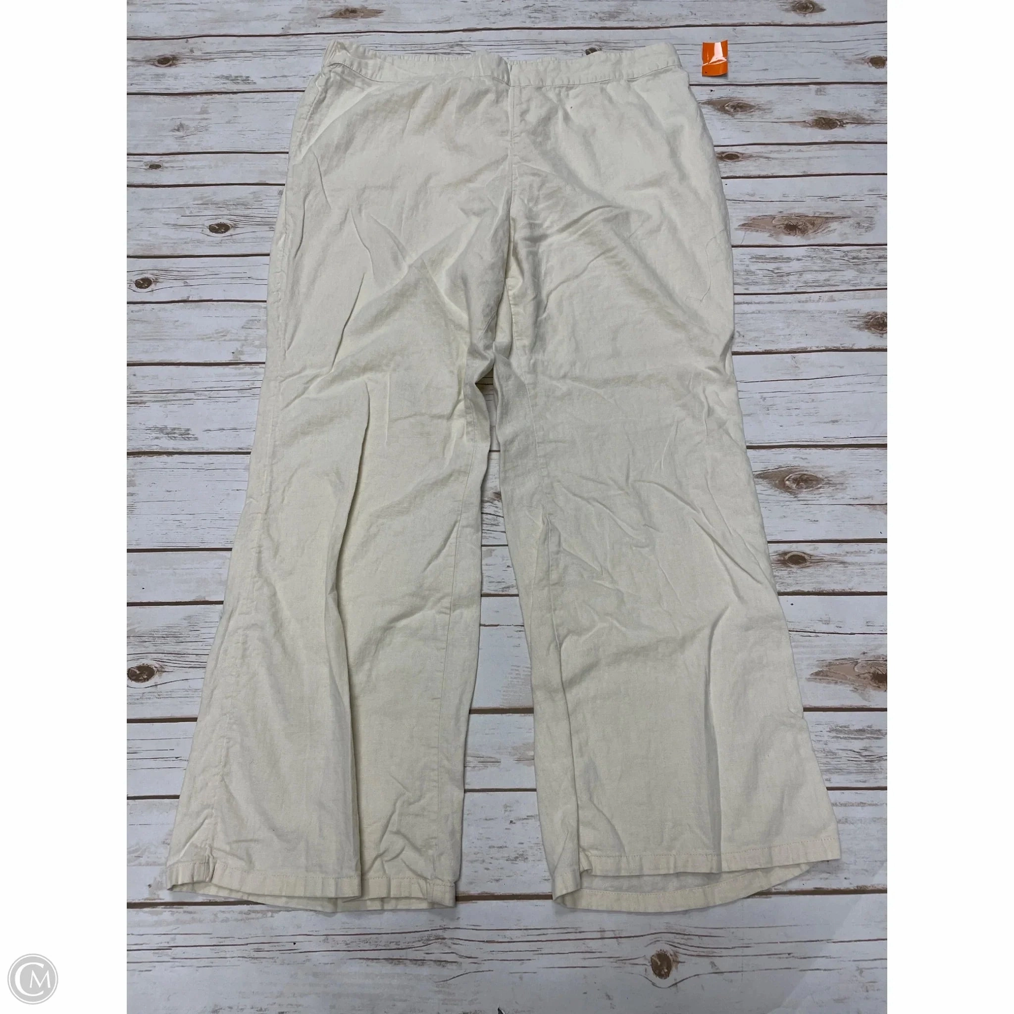 Pants Linen By Cme In Cream, Size: 1x Soft Waistband Practical Style