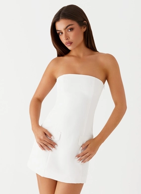 Polished Fit Trendy Design Allora Strapless Mini Dress - White