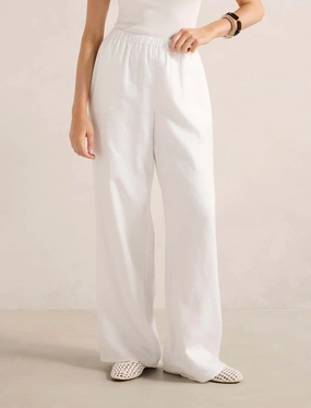 Ally Linen Elastic Wide Leg Pants Full Coverage