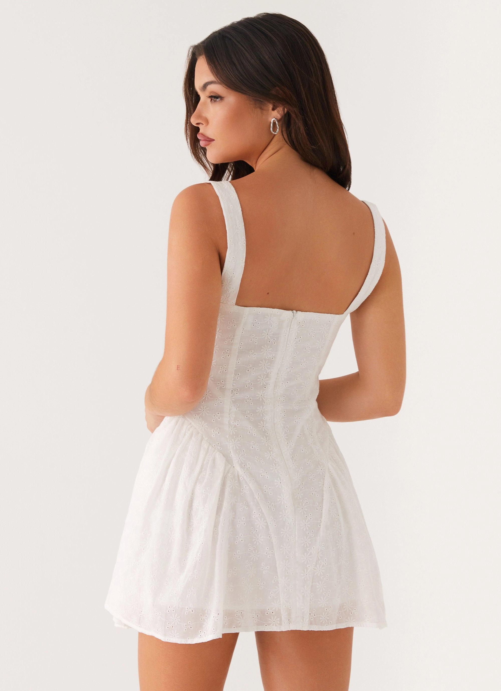 Alyssa Mini Dress - White Flawless Construction Natural Texture