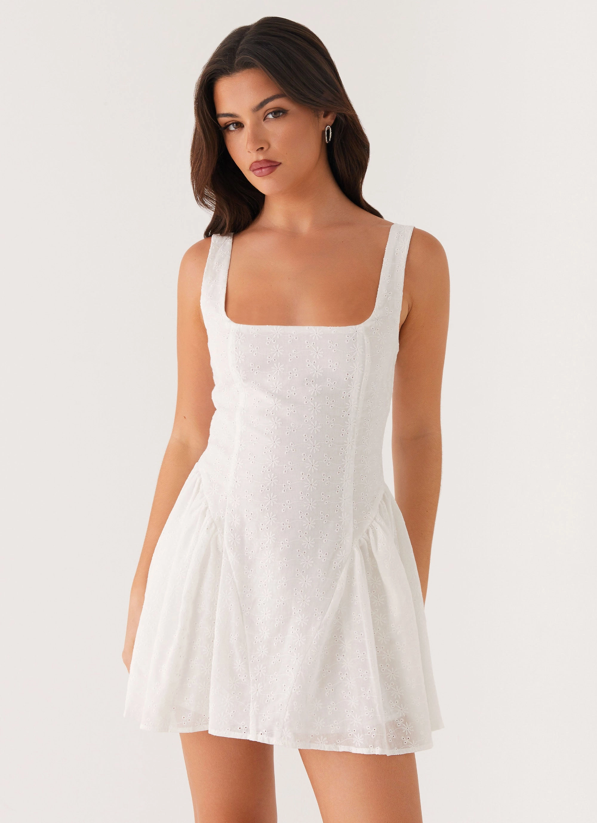 Alyssa Mini Dress - White Sheer Layer Gentle Motion