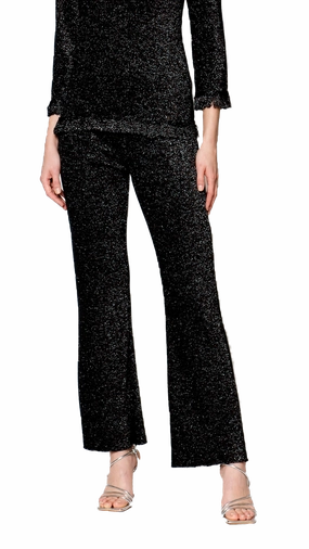 Weekend Comfort Minimal Edge Amanda Boot Leg Shimmery Pants - Black Shimmer