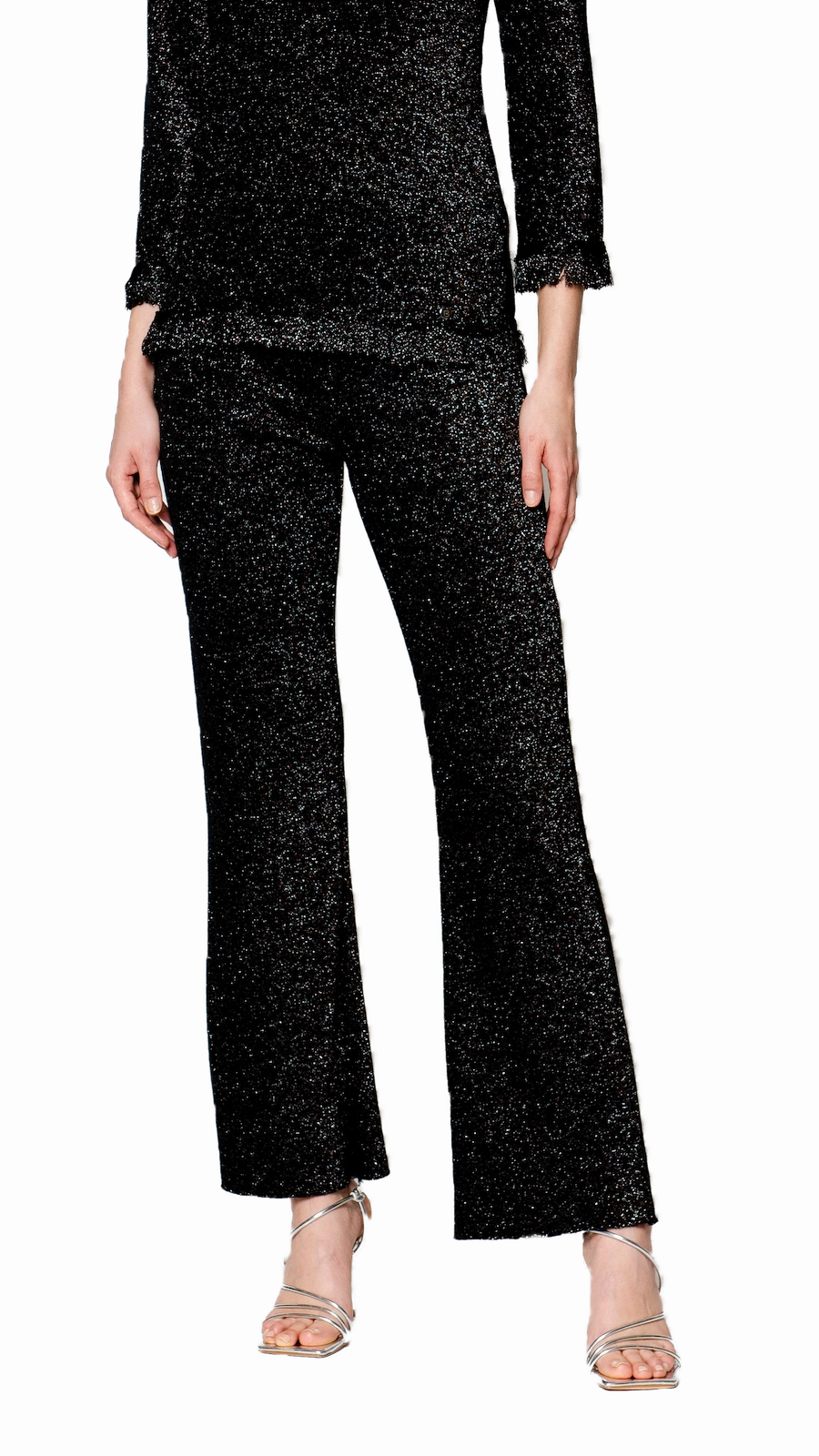 Weekend Comfort Minimal Edge Amanda Boot Leg Shimmery Pants - Black Shimmer