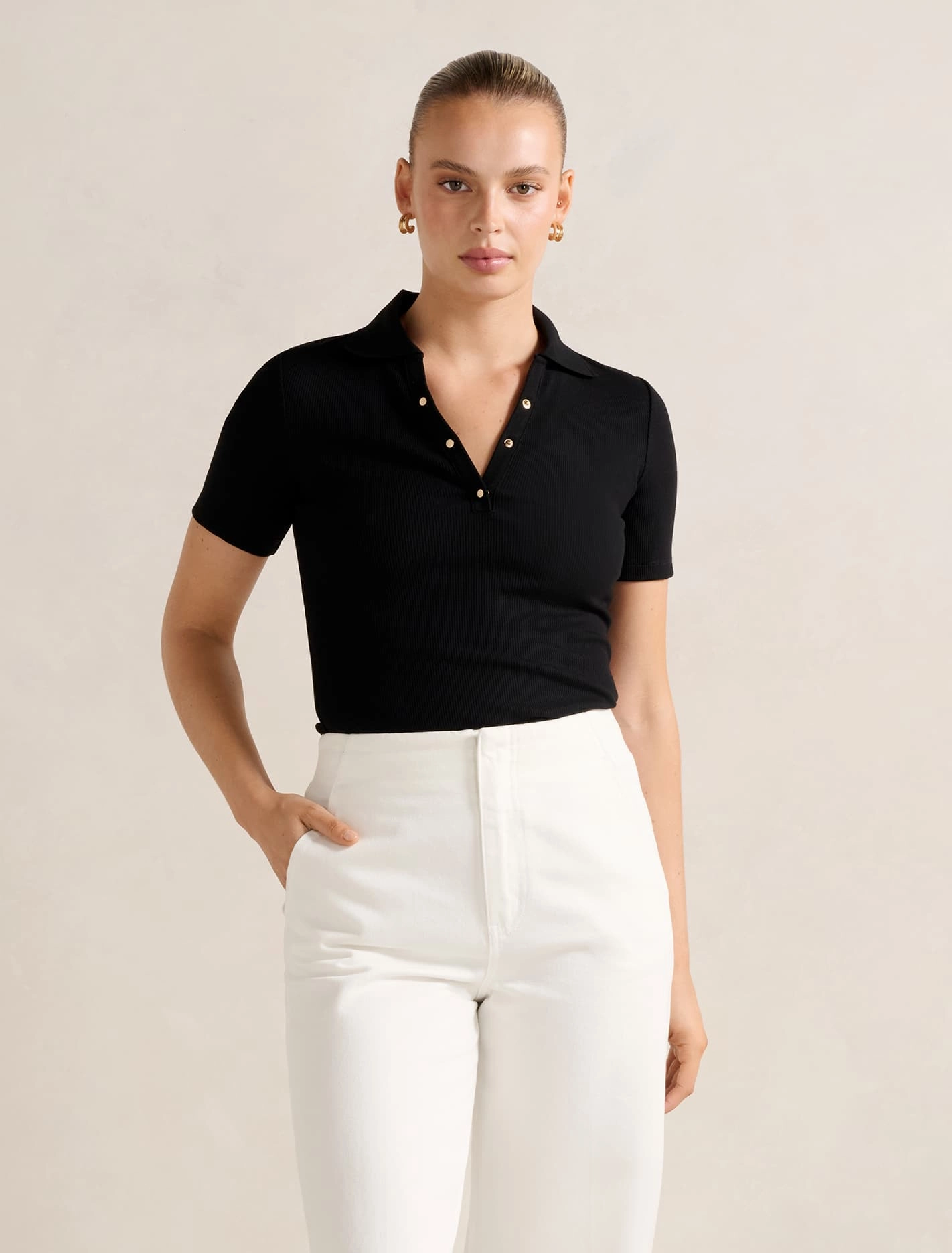 Sporty Tee MultiDirectionalStretch Amari Press Stud Polo Top