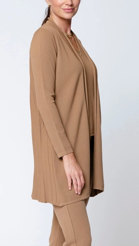 Amely Shawl Collar Mid-Length Cardigan - Mocha Seamless Construction Design Soft Feel