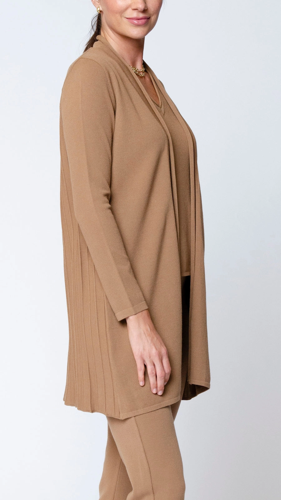 Amely Shawl Collar Mid-Length Cardigan - Mocha Soft Touch Cozy Choice