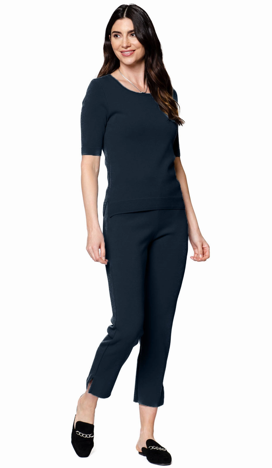 All-Day Wear Angie Short Sleeved Top - Dark Navy