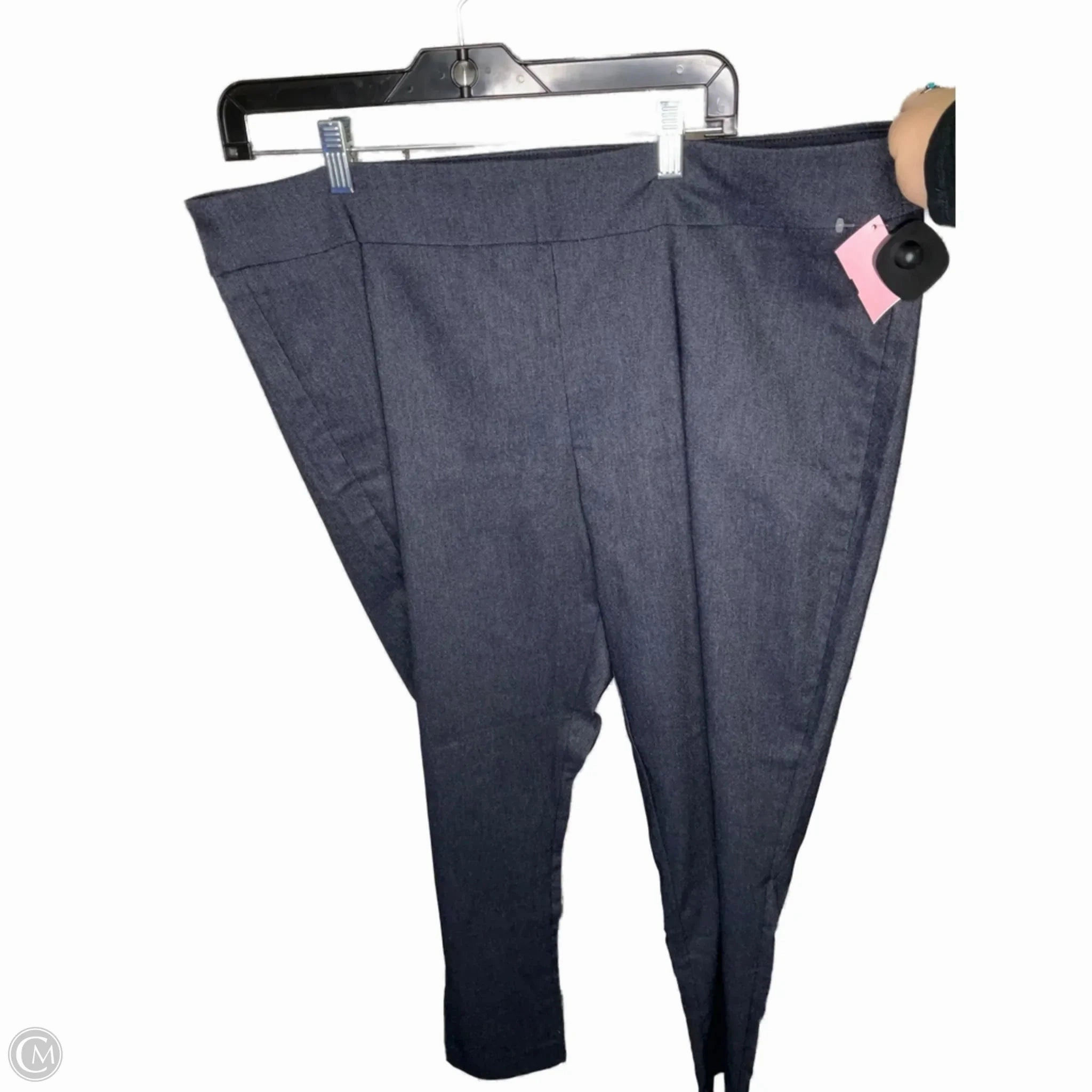 ReinforcedHemline elastic waistband Pants Dress By Jones And Co In Navy, Size: 3x