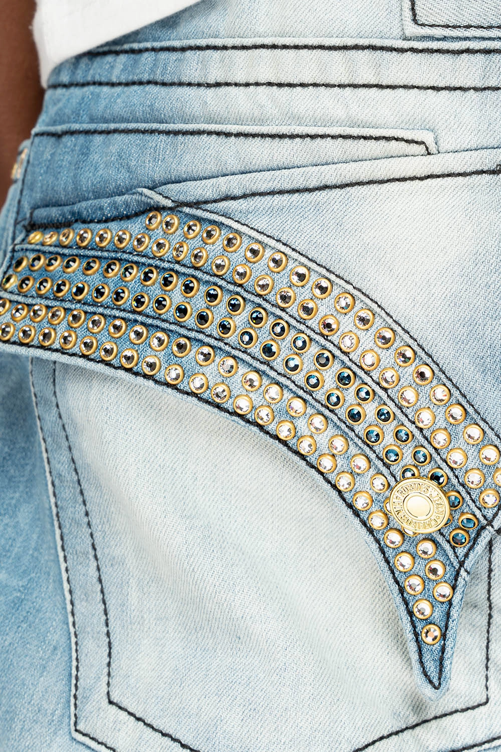 GYPSY STRAIGHT LEG JEANS LIMITED EDITION REPAIRED EMBELLISHED WITH CRYSTALS IN  5D LIGHT WASH Outfit Formula Home Comfort Autumn Days Elegant