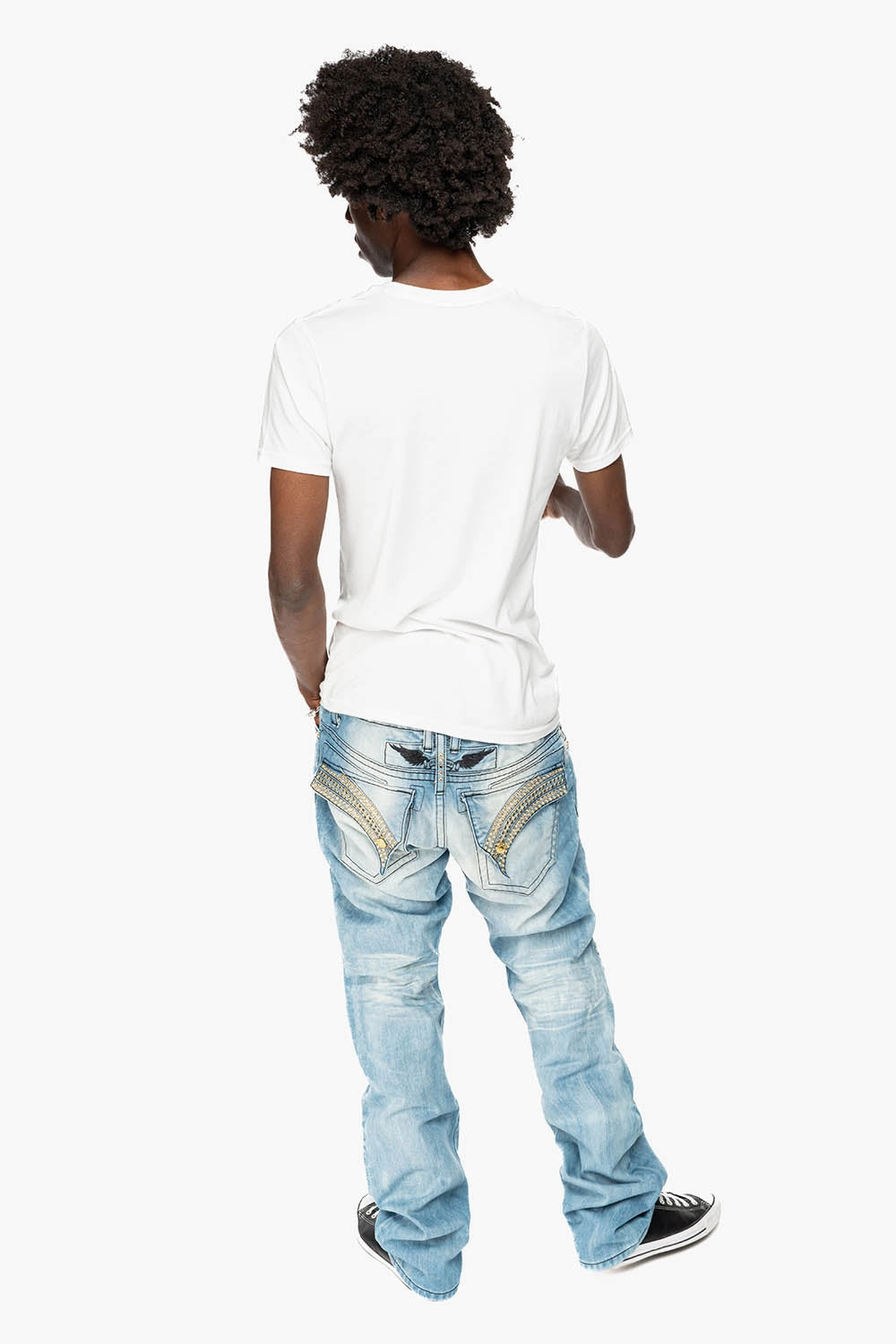 GYPSY STRAIGHT LEG JEANS LIMITED EDITION REPAIRED EMBELLISHED WITH CRYSTALS IN  5D LIGHT WASH Brunch Outfit Vintage Lover Formal