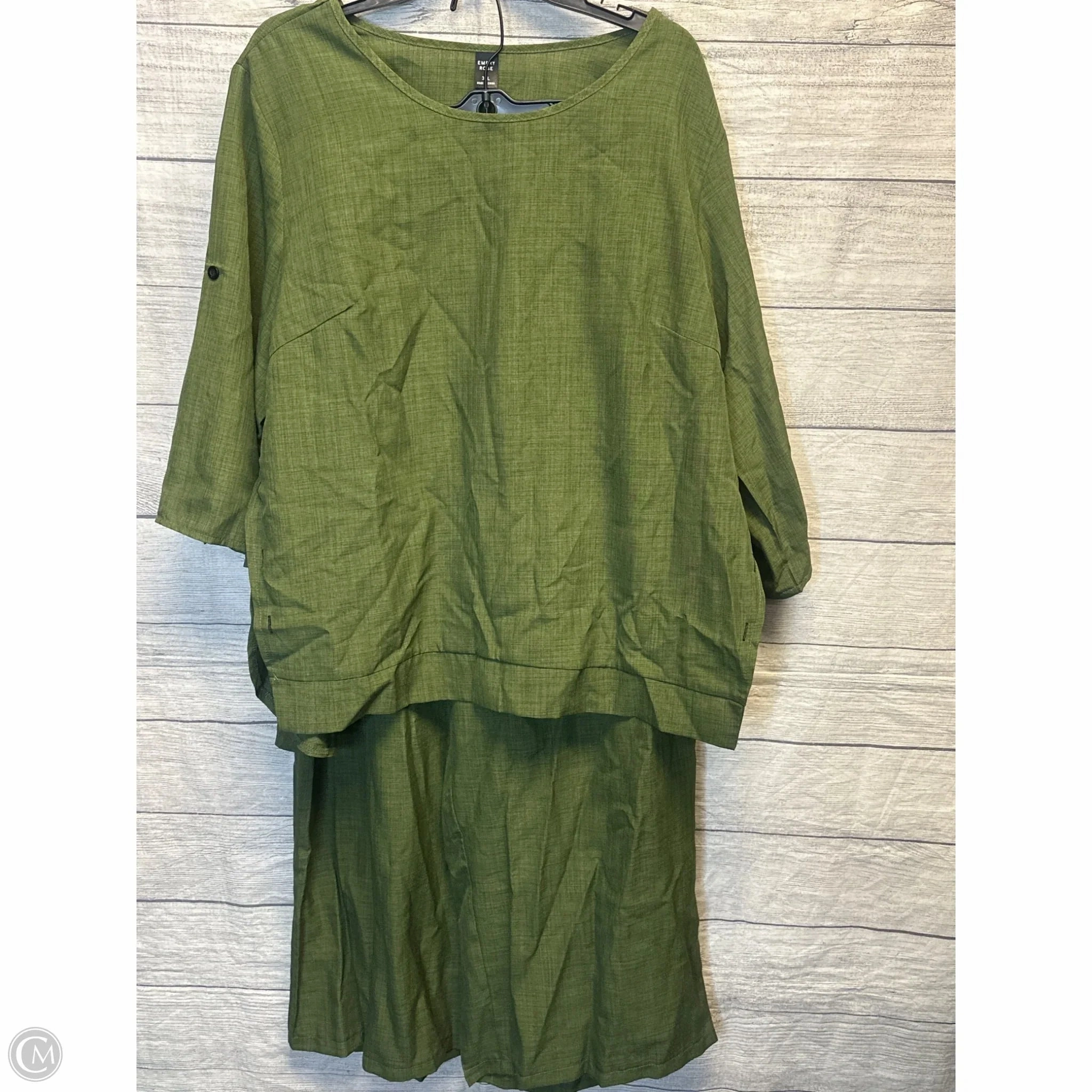 Slim Waist Pants Set 2pc By Emery Rose In Green, Size: 3x