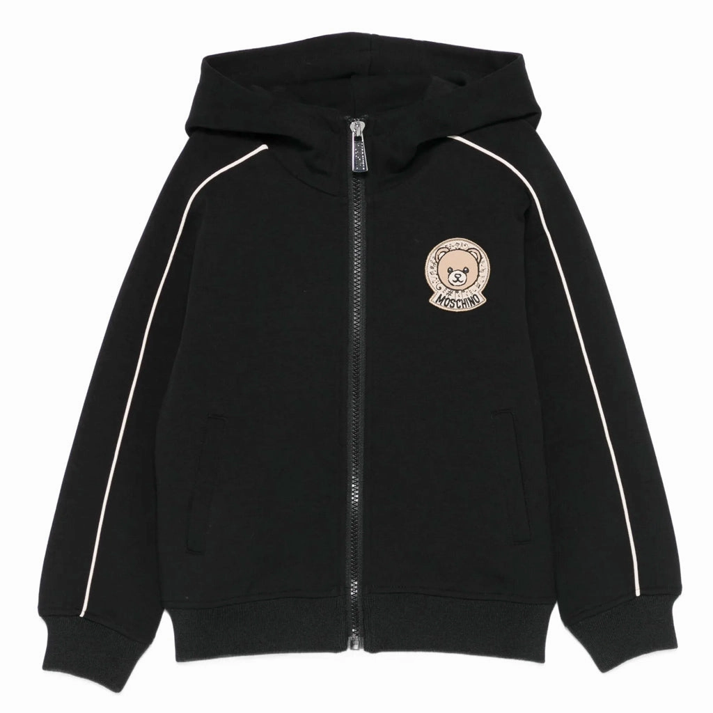 Moschino Kids Teddy Logo Hooded Sweatshirt RubberizedTrim