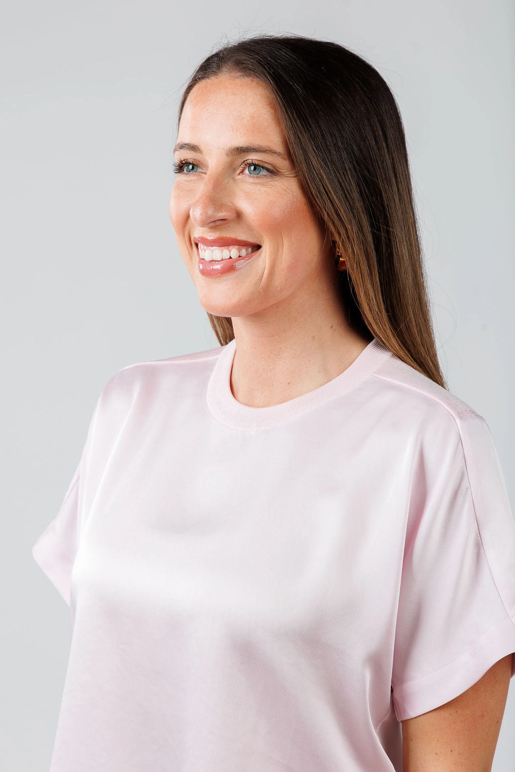 Addy Short Sleeve Knit Back T- Shirt - Ballet Pink Versatile Wear Polished Style